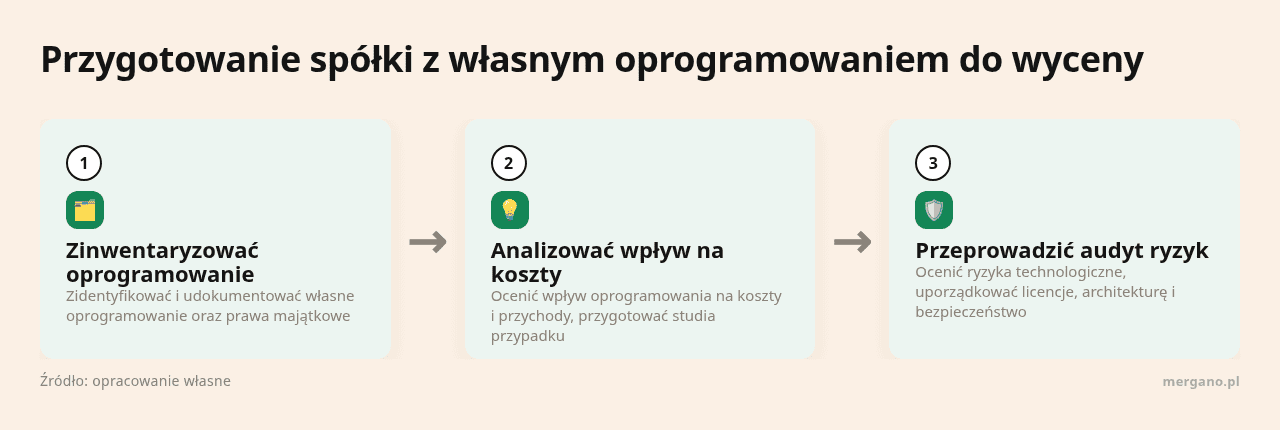Kolejne kroki: Zinwentaryzować oprogramowanie, Analizować wpływ na koszty, Przeprowadzić audyt ryzyk